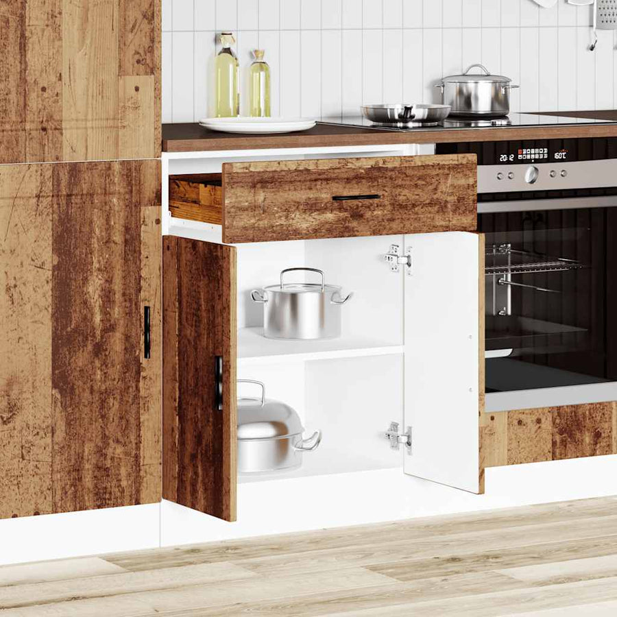 Keuken onderkast "Porto" bewerkt hout oud houtkleurig