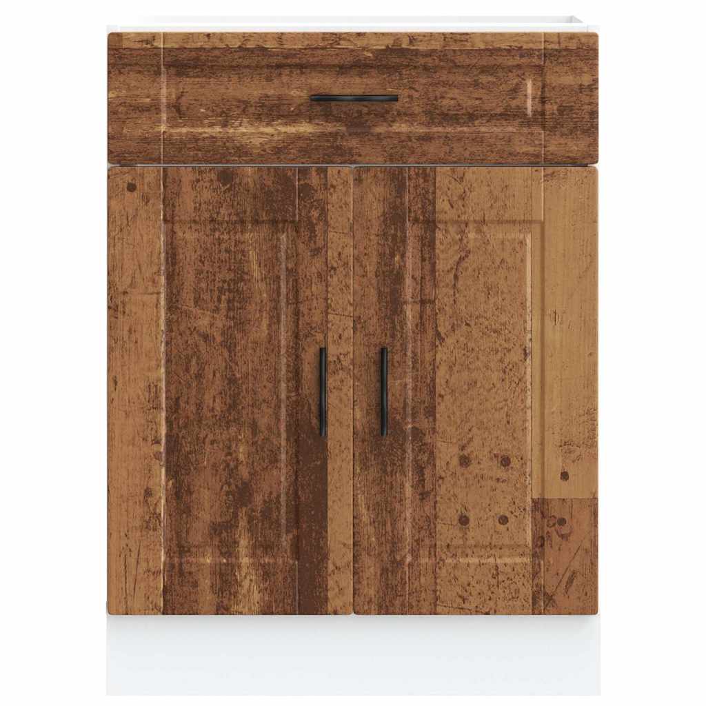 Keuken onderkast "Porto" bewerkt hout oud houtkleurig