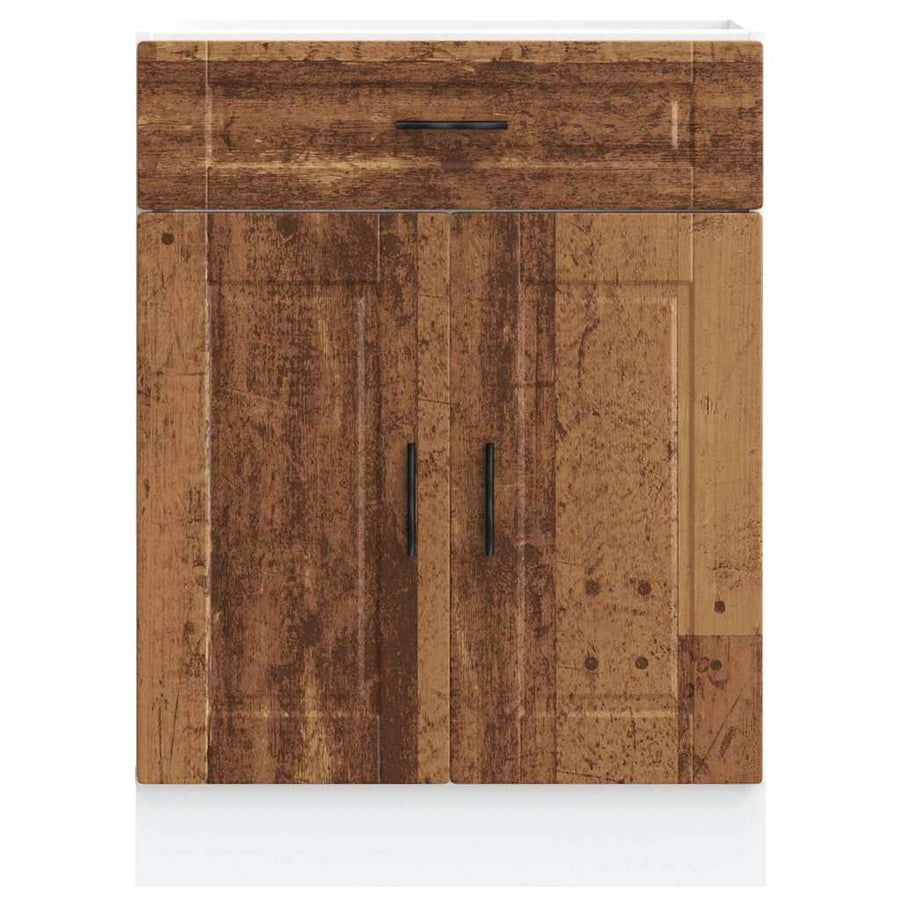 Keuken onderkast "Porto" bewerkt hout oud houtkleurig
