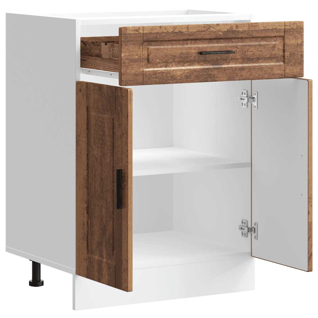 Keuken onderkast "Porto" bewerkt hout oud houtkleurig