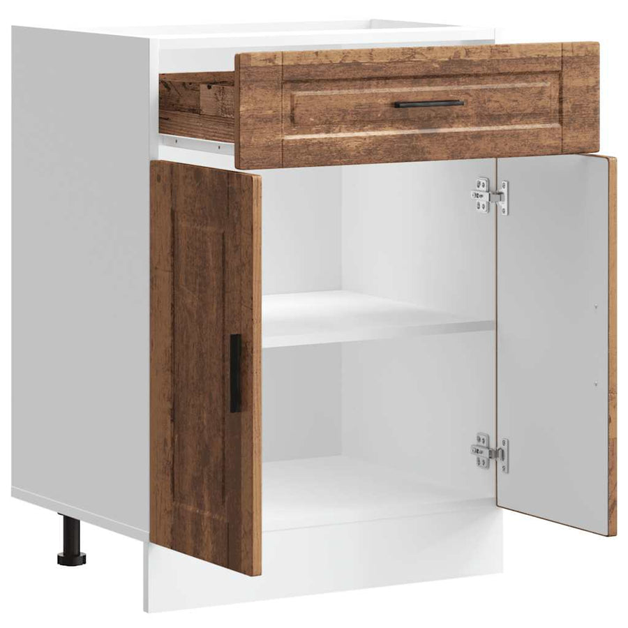 Keuken onderkast "Porto" bewerkt hout oud houtkleurig