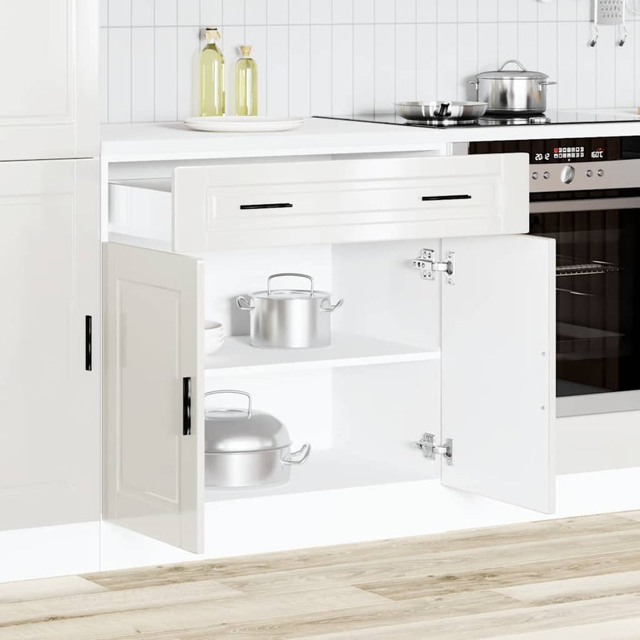 Keuken onderkast "Porto" bewerkt hout hoogglans wit