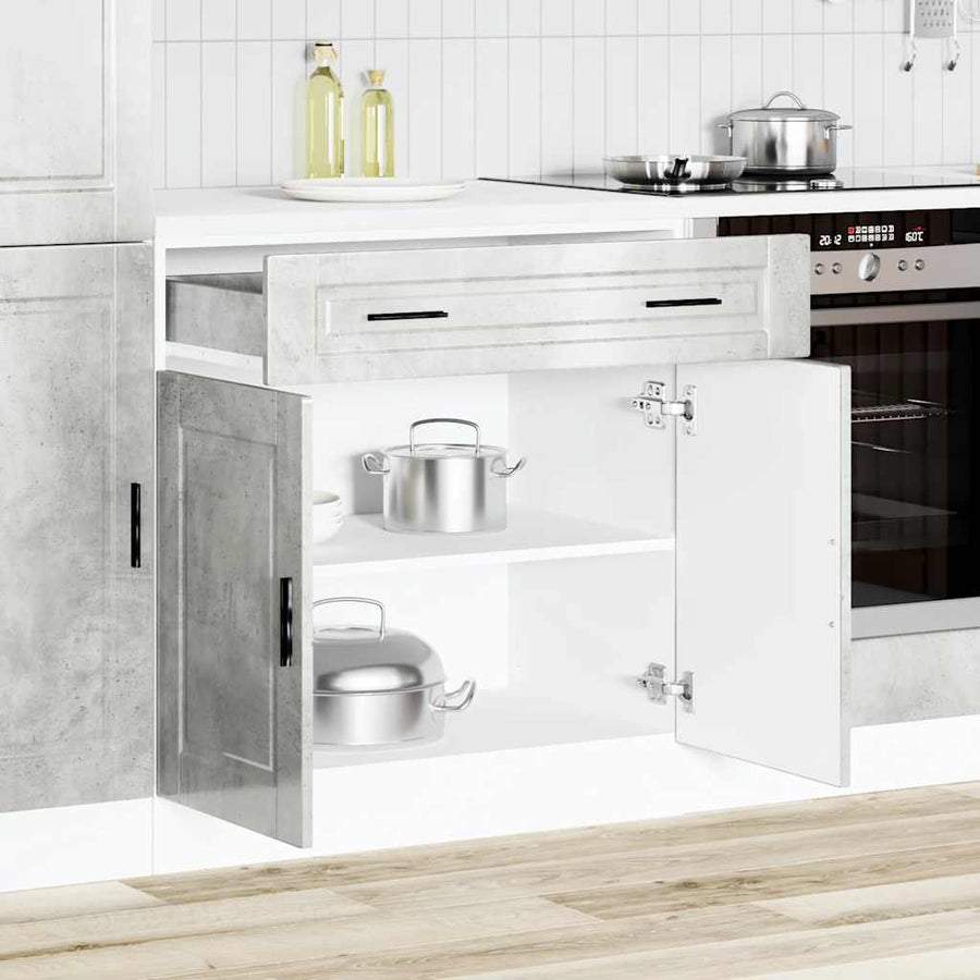 Keuken onderkast "Porto" bewerkt hout betongrijs