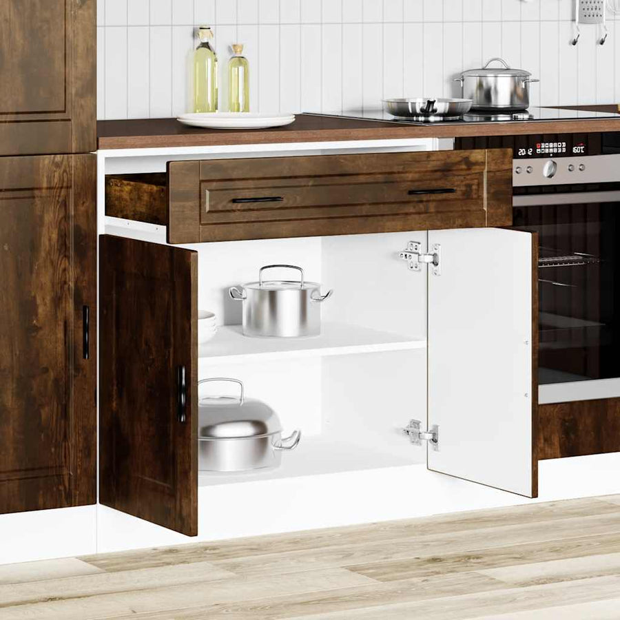 Keuken onderkast "Porto" bewerkt hout gerookt eikenkleurig