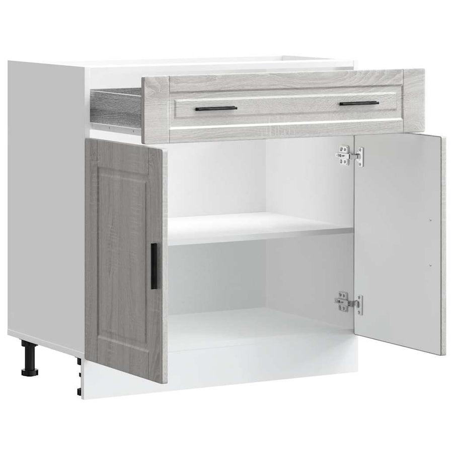 Keuken onderkast "Porto" bewerkt hout grijs sonoma eiken