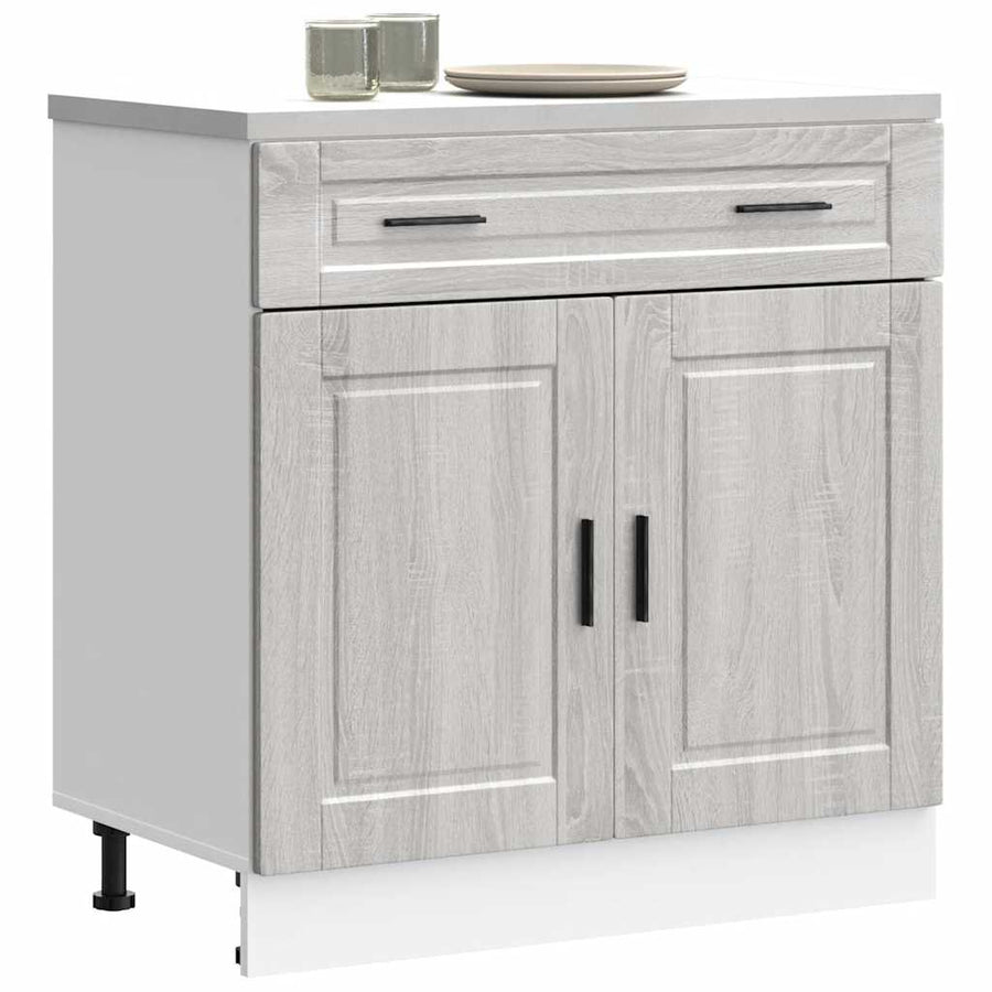 Keuken onderkast "Porto" bewerkt hout grijs sonoma eiken