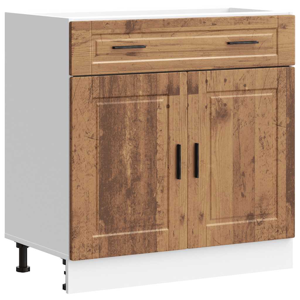 Keuken onderkast "Porto" bewerkt hout oud houtkleurig