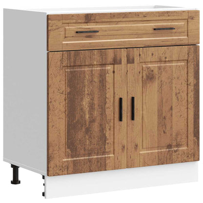 Keuken onderkast "Porto" bewerkt hout oud houtkleurig