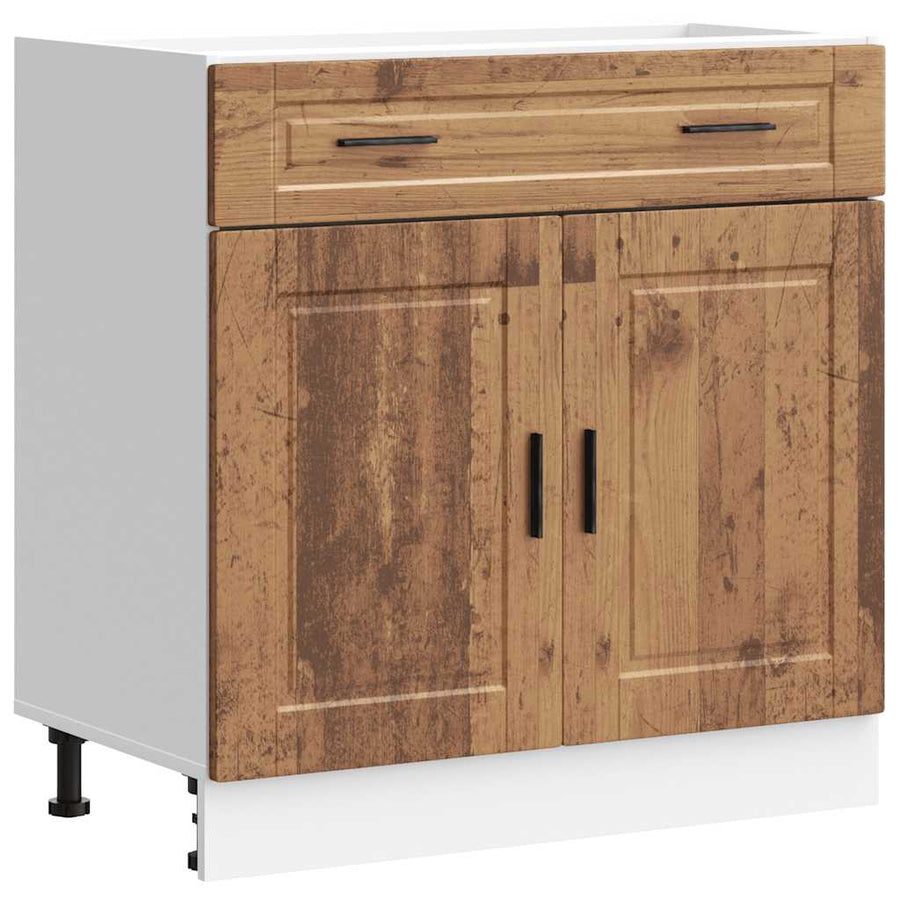 Keuken onderkast "Porto" bewerkt hout oud houtkleurig