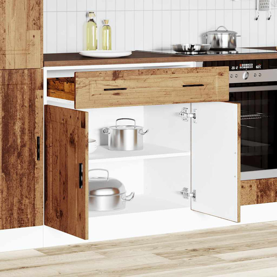 Keuken onderkast "Porto" bewerkt hout oud houtkleurig