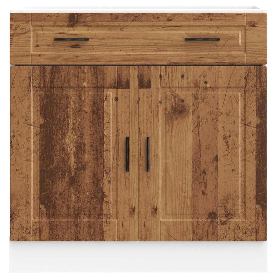 Keuken onderkast "Porto" bewerkt hout oud houtkleurig