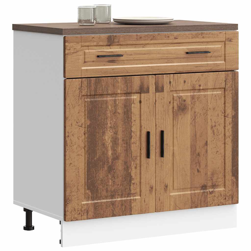 Keuken onderkast "Porto" bewerkt hout oud houtkleurig