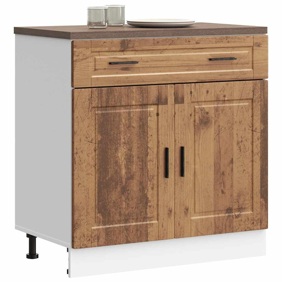 Keuken onderkast "Porto" bewerkt hout oud houtkleurig