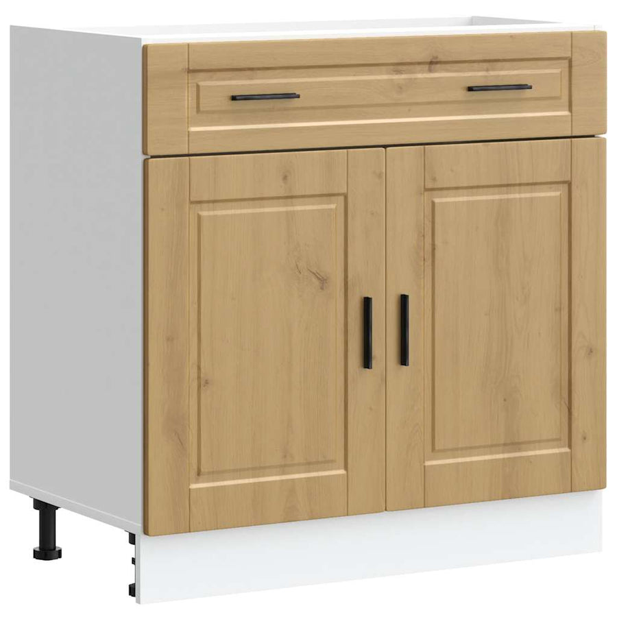 Keuken onderkast "Porto" bewerkt hout artisanaal eikenkleur