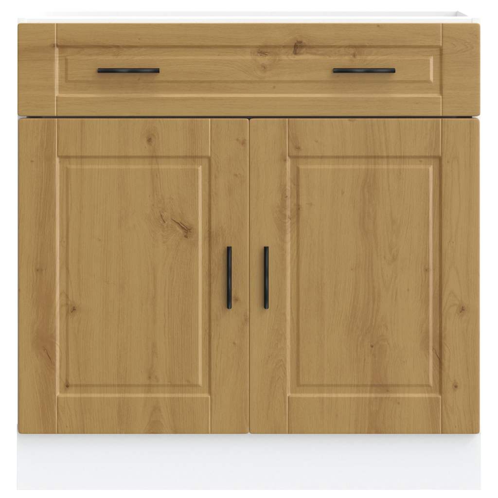 Keuken onderkast "Porto" bewerkt hout artisanaal eikenkleur