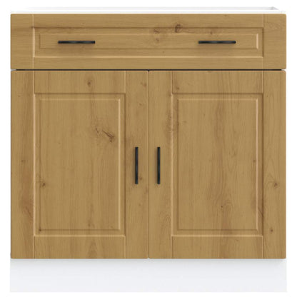 Keuken onderkast "Porto" bewerkt hout artisanaal eikenkleur