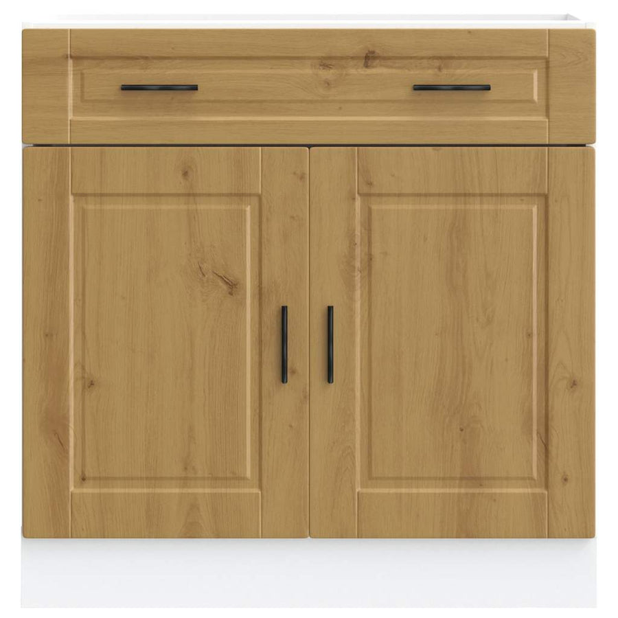 Keuken onderkast "Porto" bewerkt hout artisanaal eikenkleur