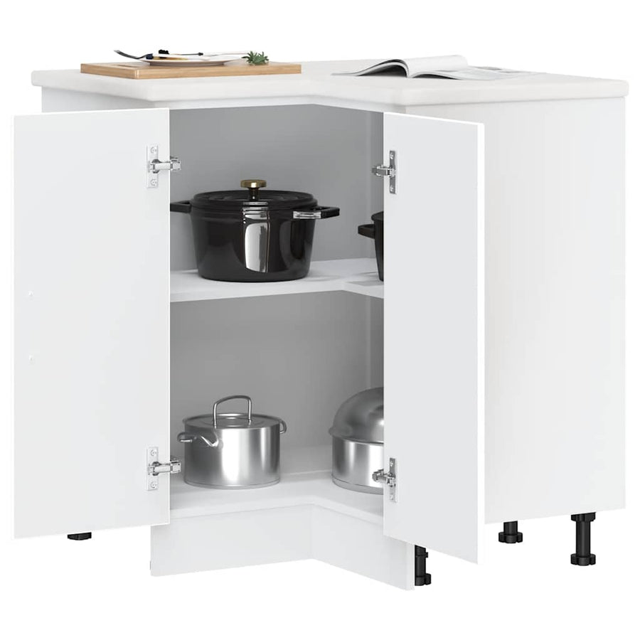 Keuken hoekonderkast "Porto" bewerkt hout wit