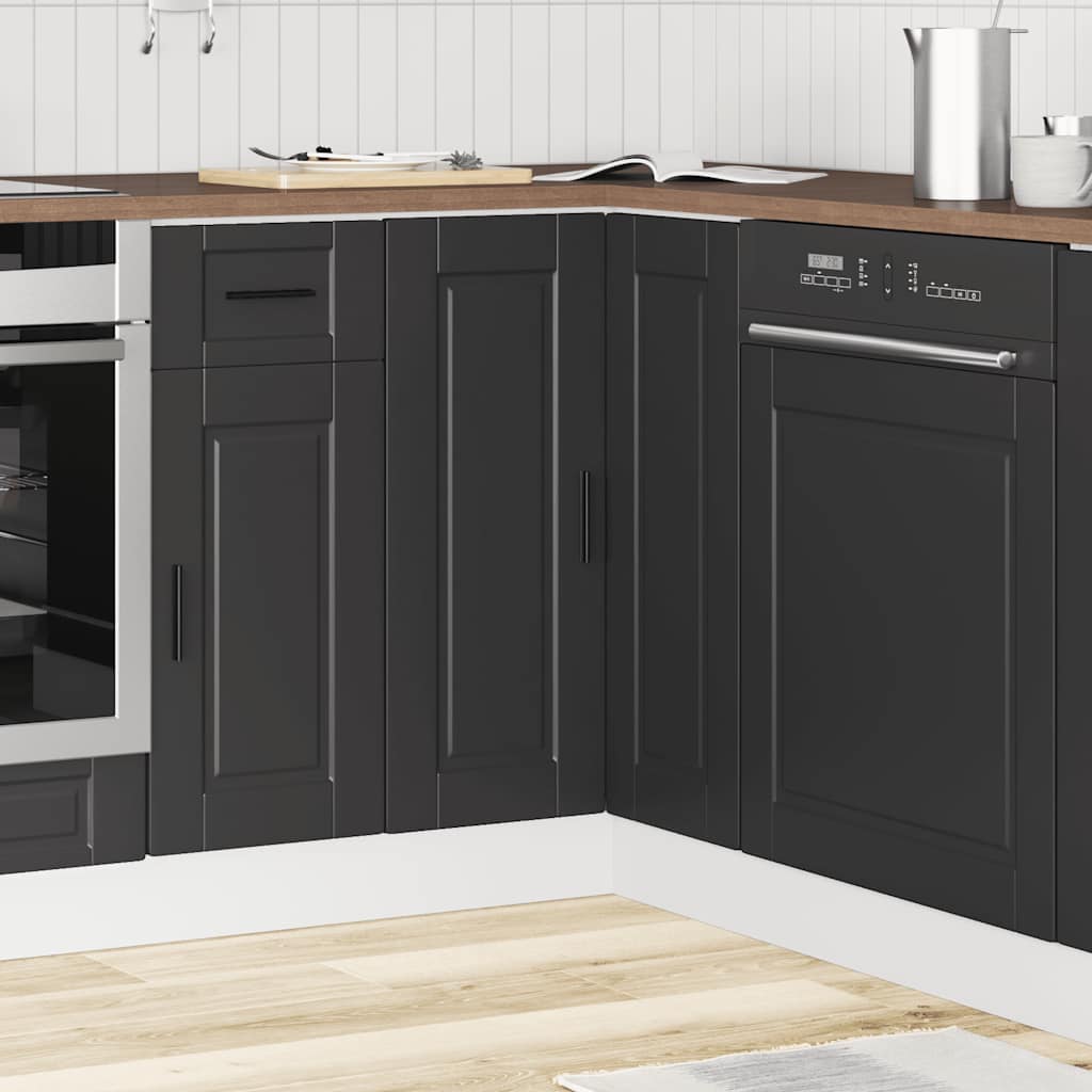 Keuken hoekonderkast "Porto" bewerkt hout zwart
