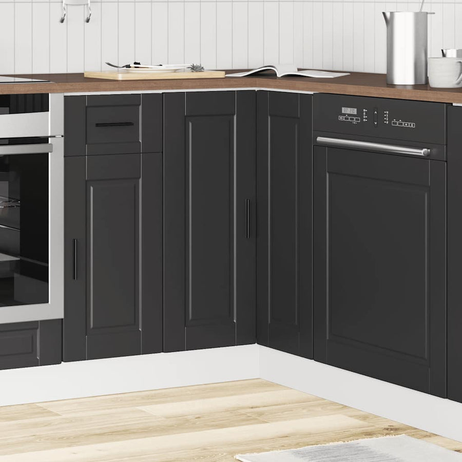 Keuken hoekonderkast "Porto" bewerkt hout zwart