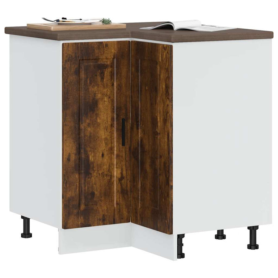 Keuken hoekonderkast "Porto" bewerkt hout gerookt eikenkleurig