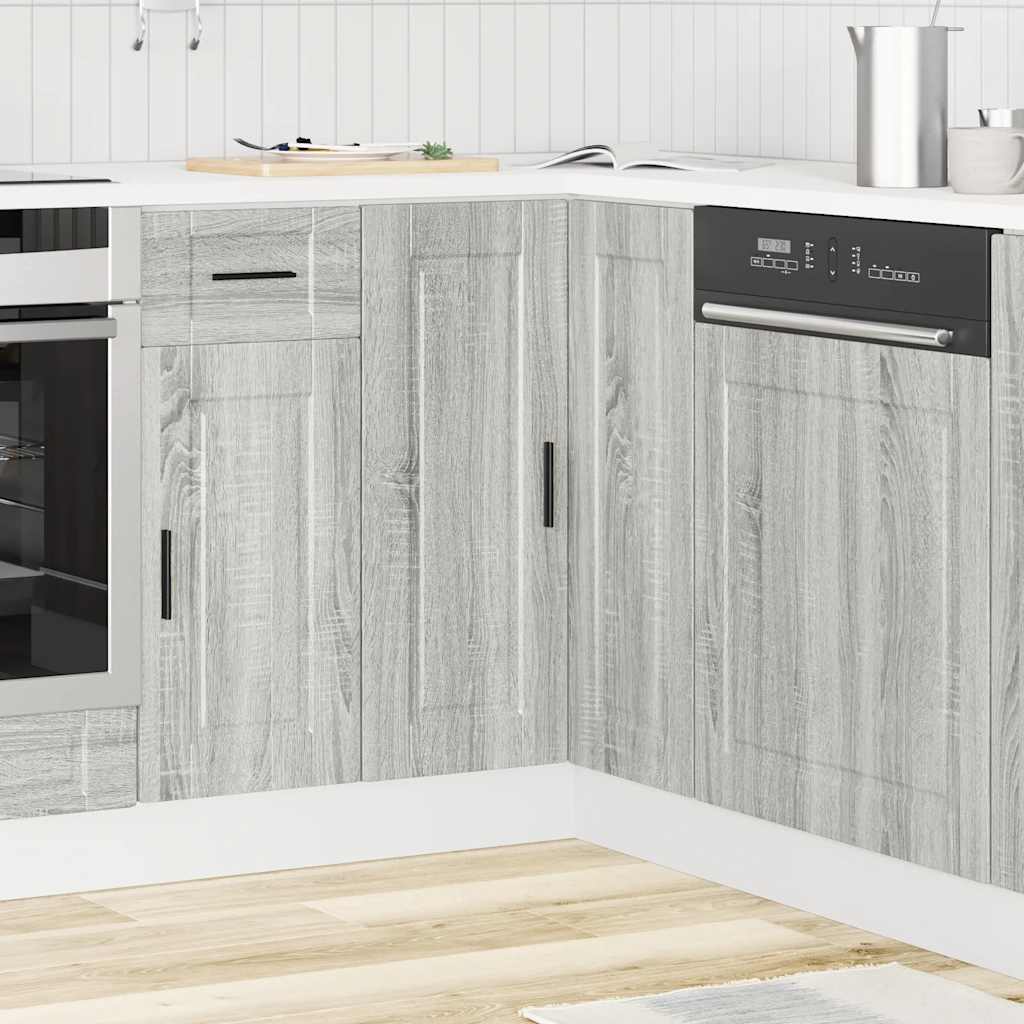 Keuken hoekonderkast "Porto" bewerkt hout grijs sonoma eiken