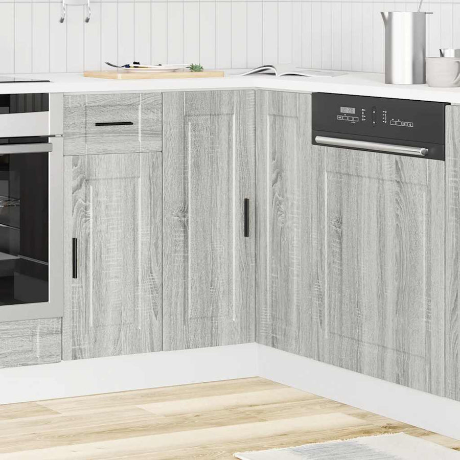 Keuken hoekonderkast "Porto" bewerkt hout grijs sonoma eiken