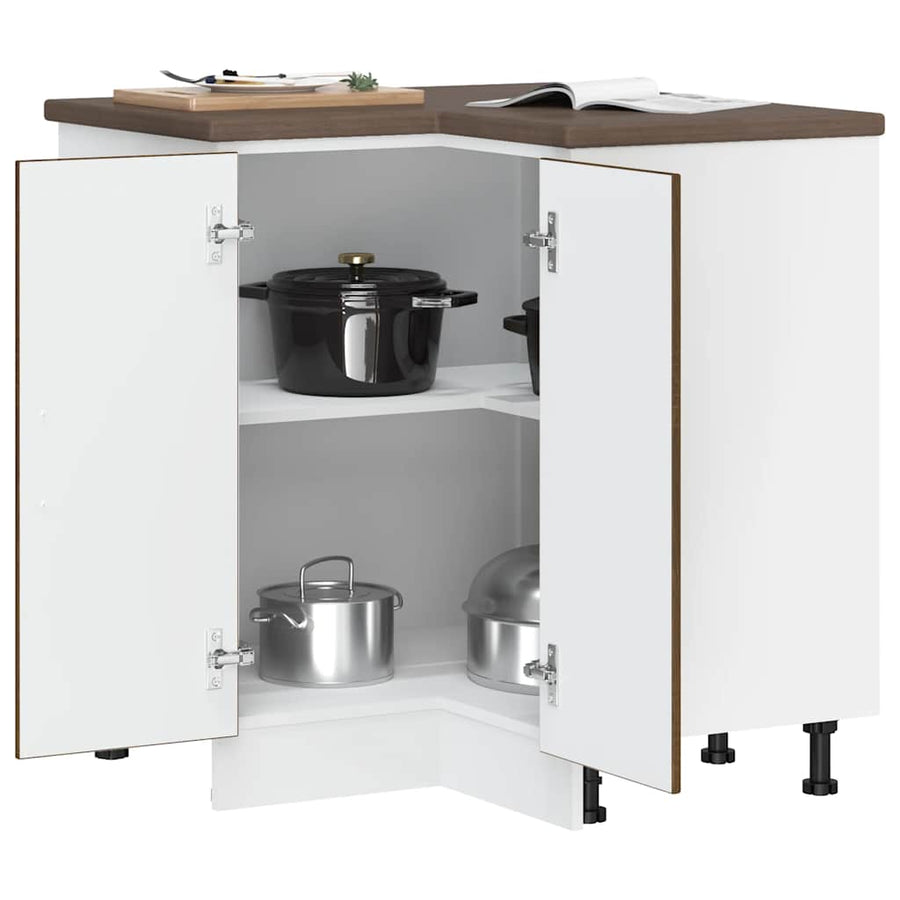 Keuken hoekonderkast "Porto" bewerkt hout bruin eikenkleur
