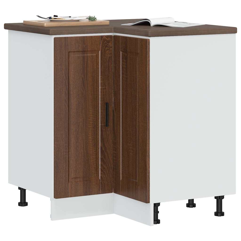 Keuken hoekonderkast "Porto" bewerkt hout bruin eikenkleur