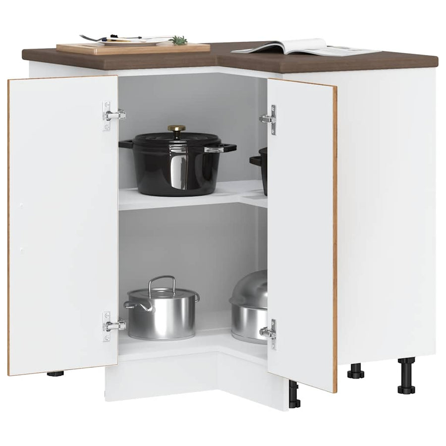 Keuken hoekonderkast "Porto" bewerkt hout oud houtkleurig