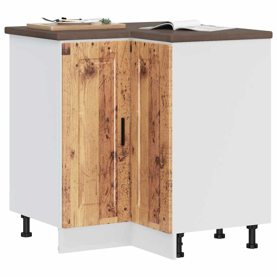Keuken hoekonderkast "Porto" bewerkt hout oud houtkleurig