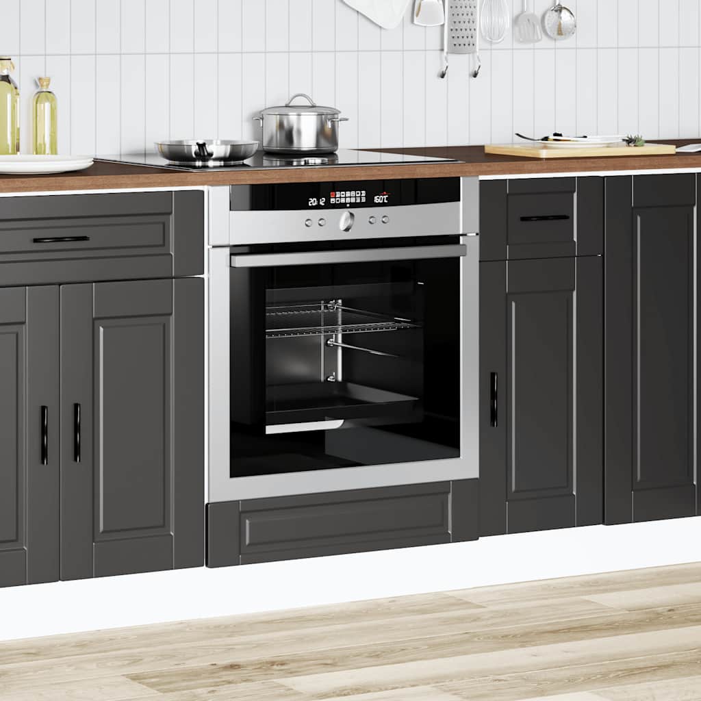 Ovenkast "Porto" bewerkt hout zwart
