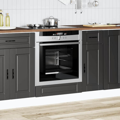 Ovenkast "Porto" bewerkt hout zwart