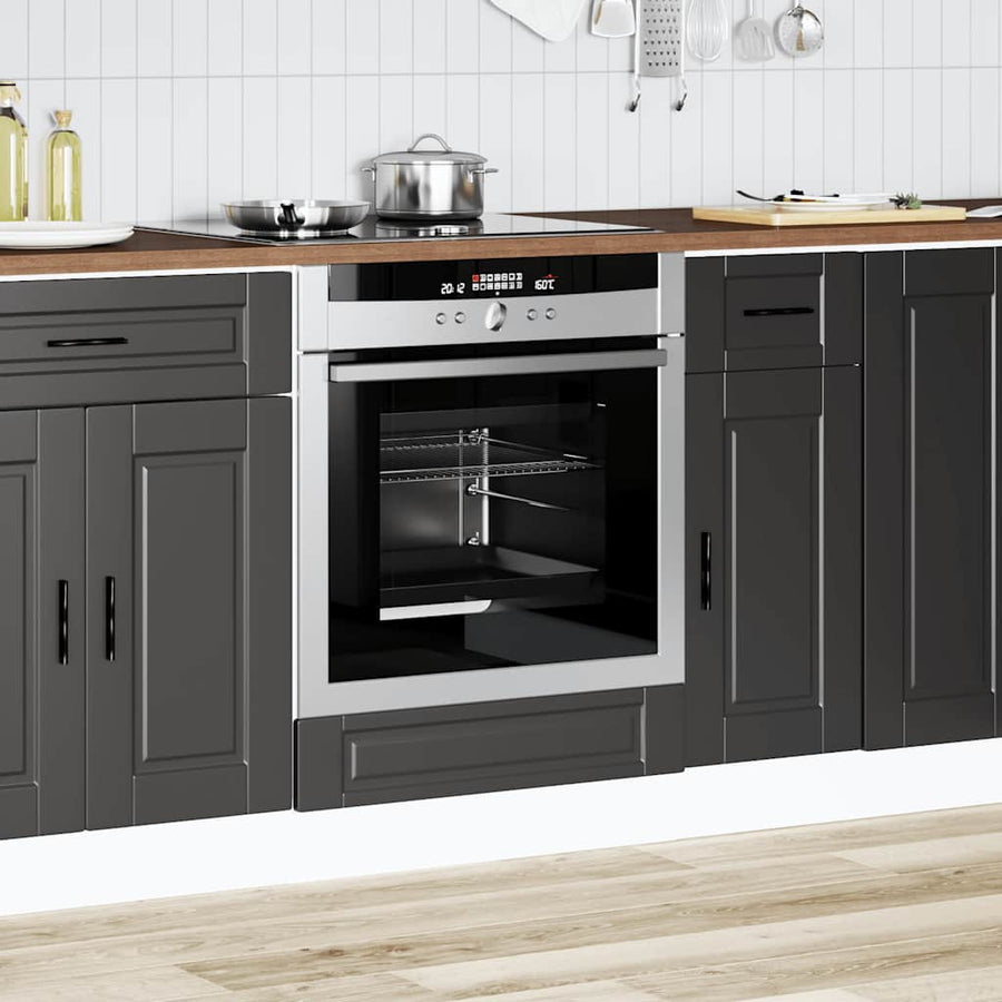 Ovenkast "Porto" bewerkt hout zwart