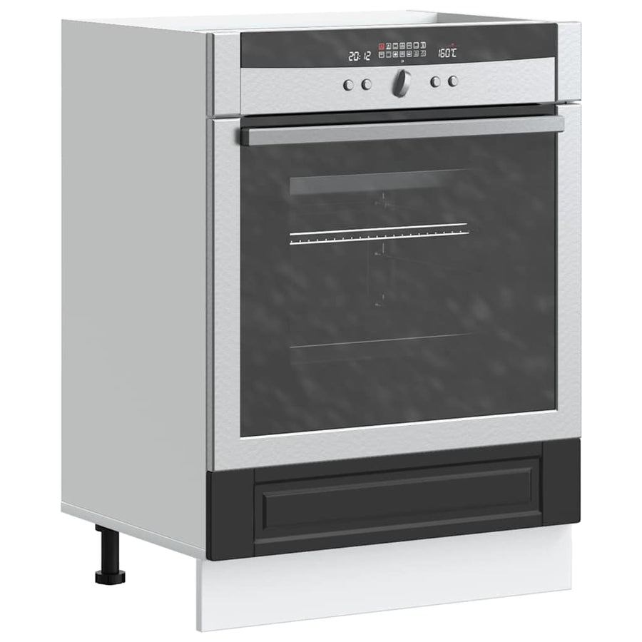 Ovenkast "Porto" bewerkt hout zwart