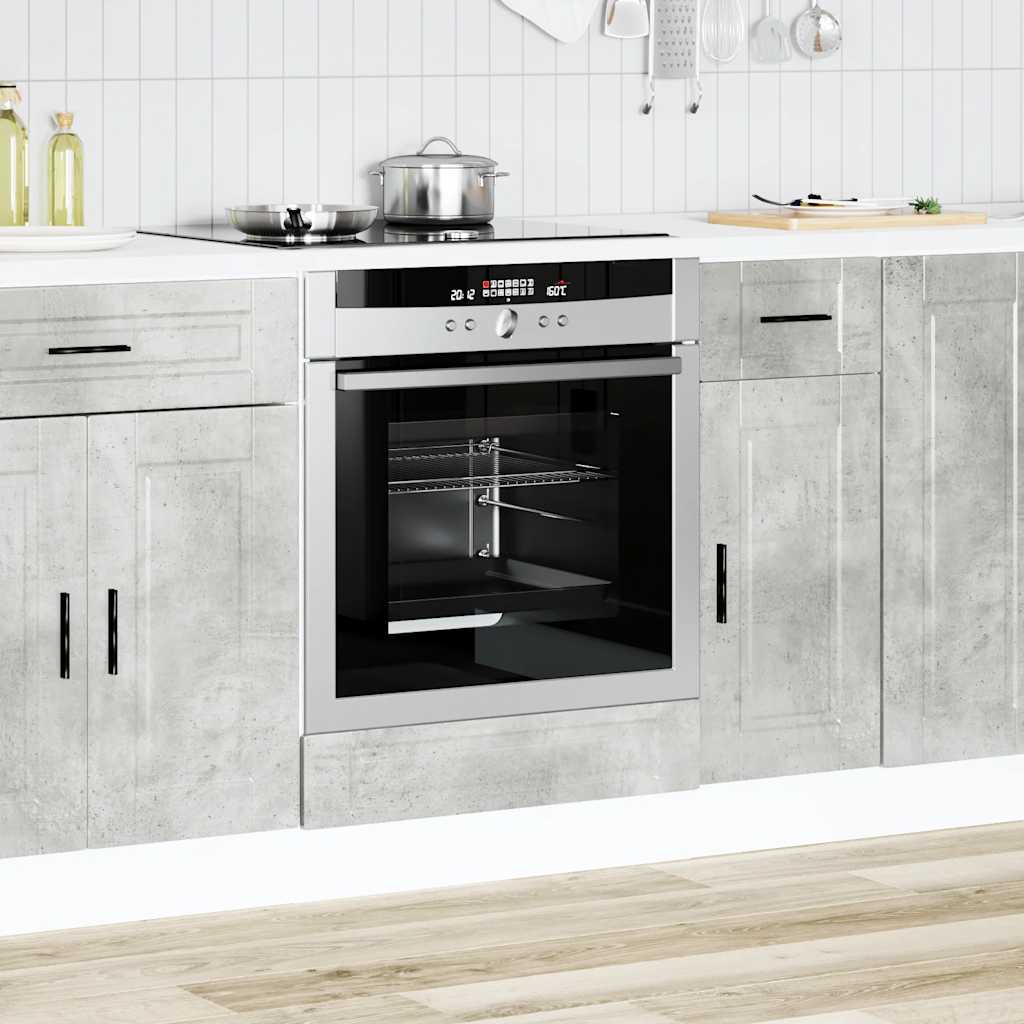 Ovenkast "Porto" bewerkt hout betongrijs