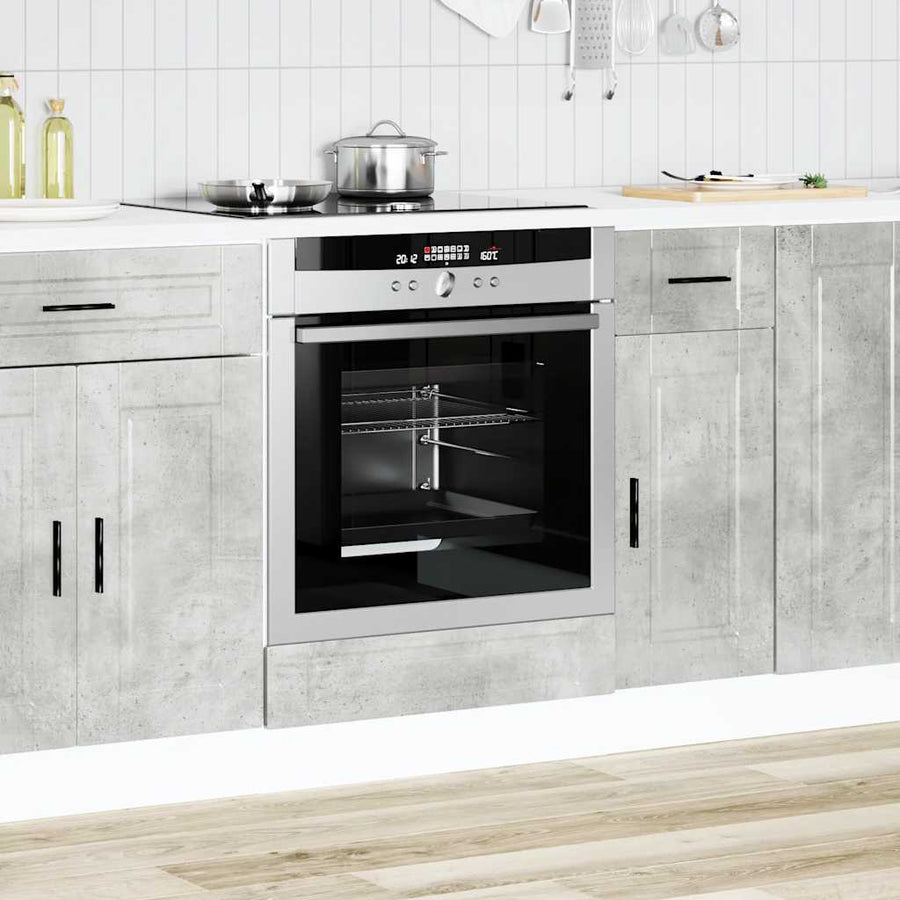 Ovenkast "Porto" bewerkt hout betongrijs