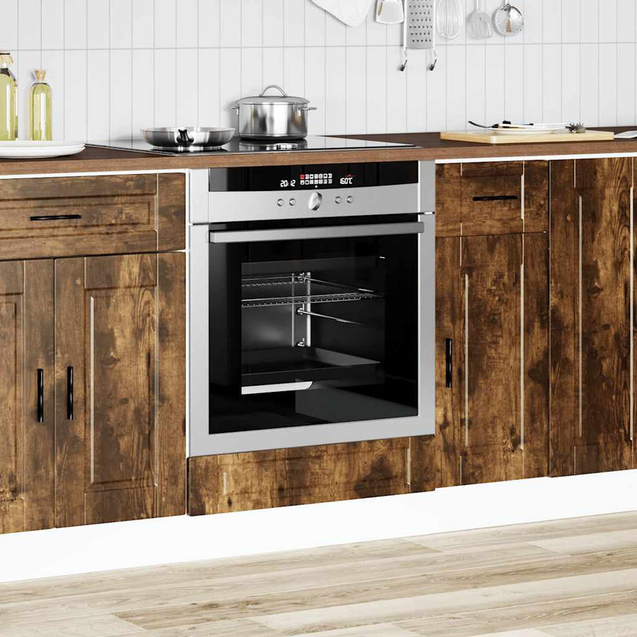 Ovenkast "Porto" bewerkt hout gerookt eikenkleurig