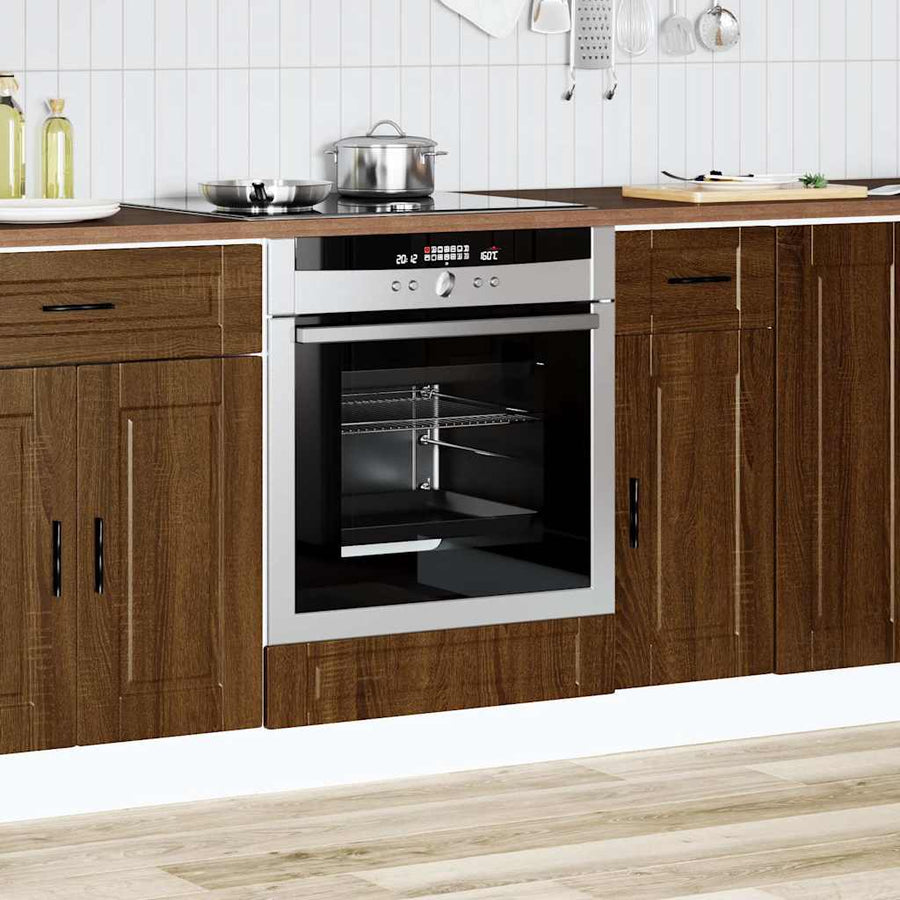 Ovenkast "Porto" bewerkt hout bruin eikenkleur