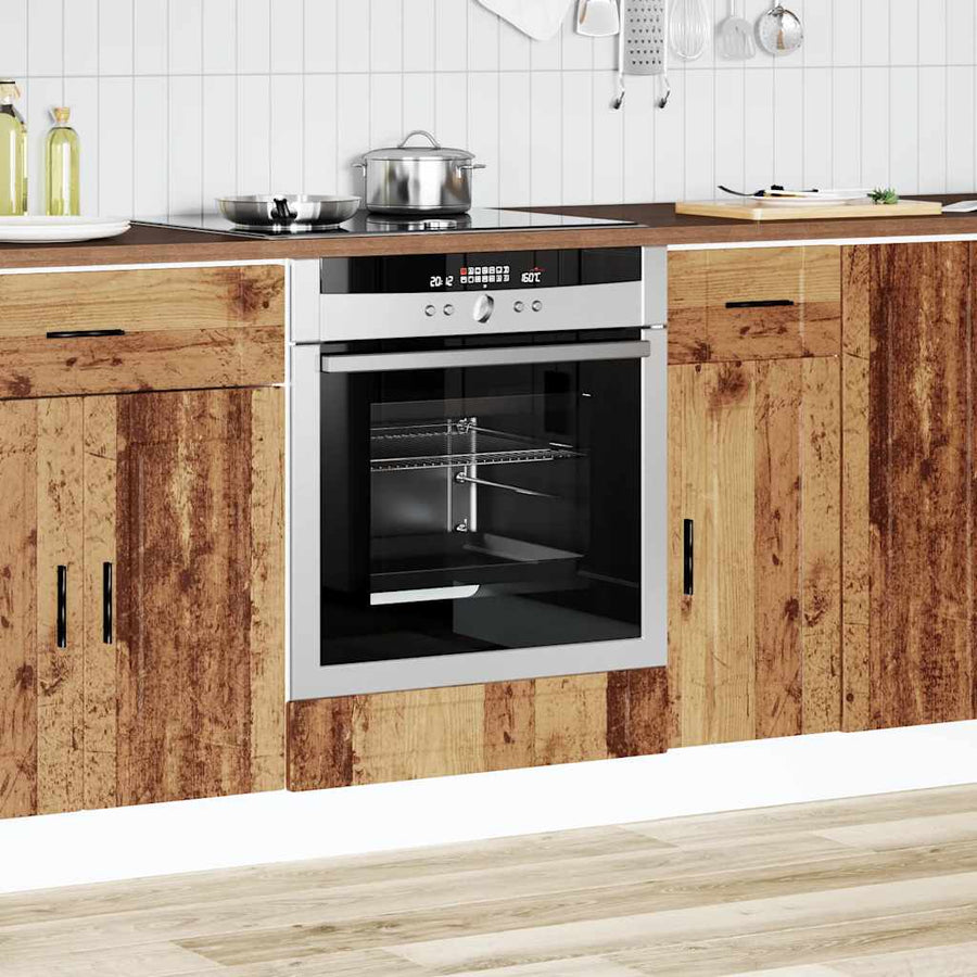 Ovenkast "Porto" bewerkt hout oud houtkleurig
