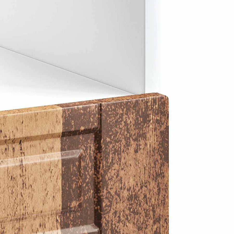 Ovenkast "Porto" bewerkt hout oud houtkleurig