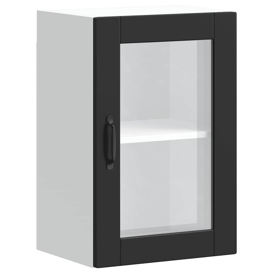 Keukenwandkast met glazen deur Porto zwart