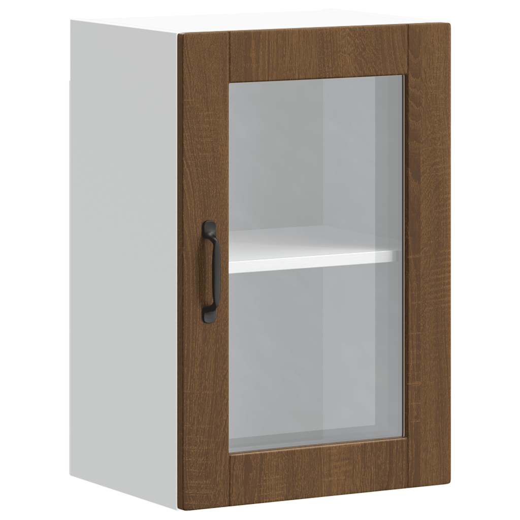 Keukenwandkast met glazen deur Porto bruin eikenkleur