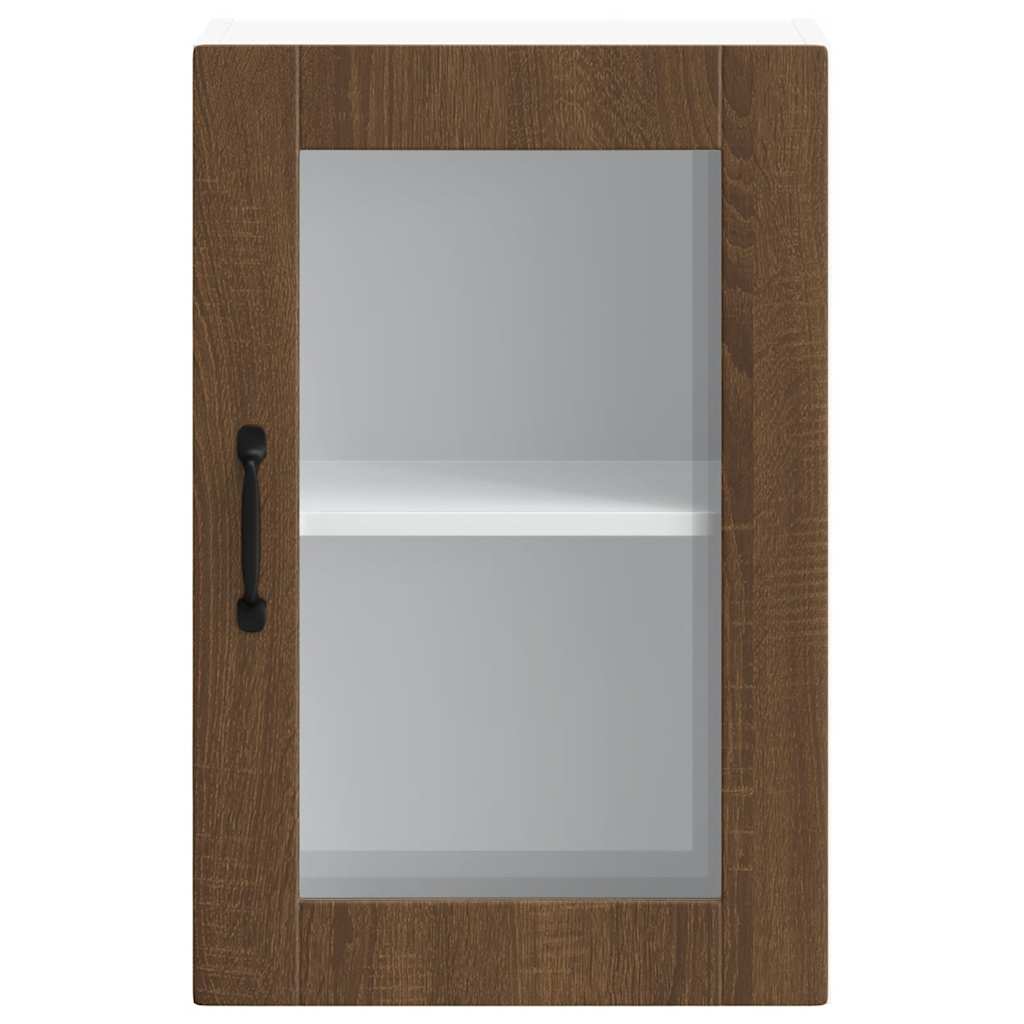 Keukenwandkast met glazen deur Porto bruin eikenkleur