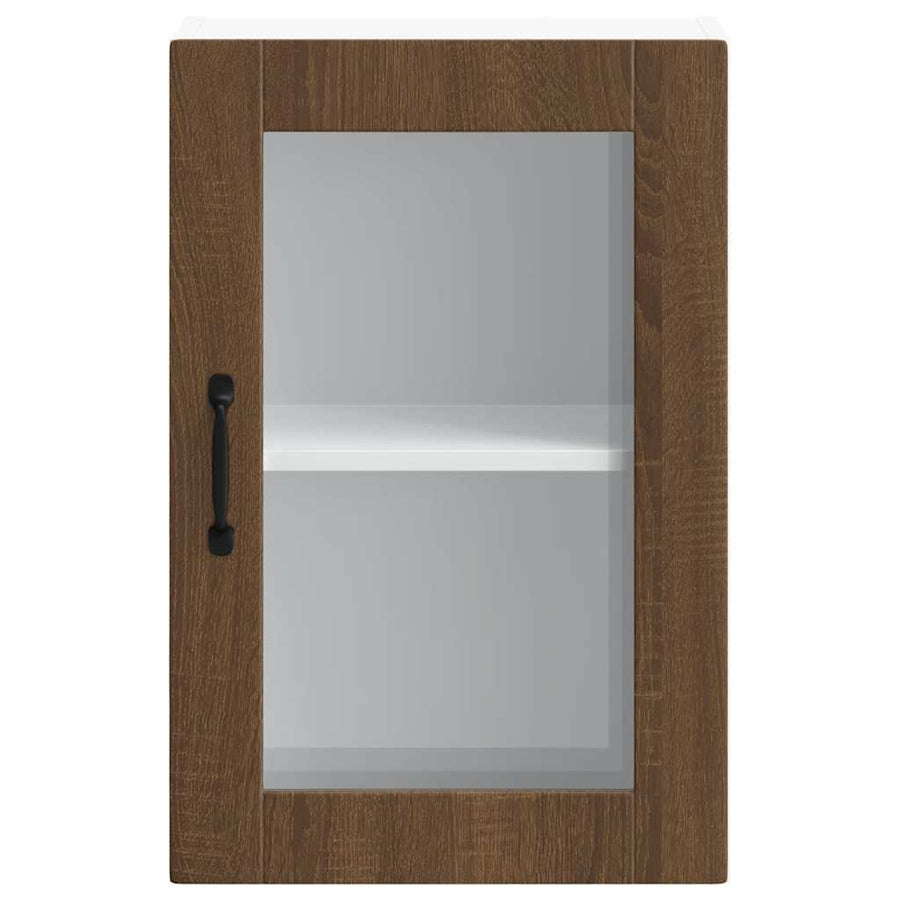 Keukenwandkast met glazen deur Porto bruin eikenkleur