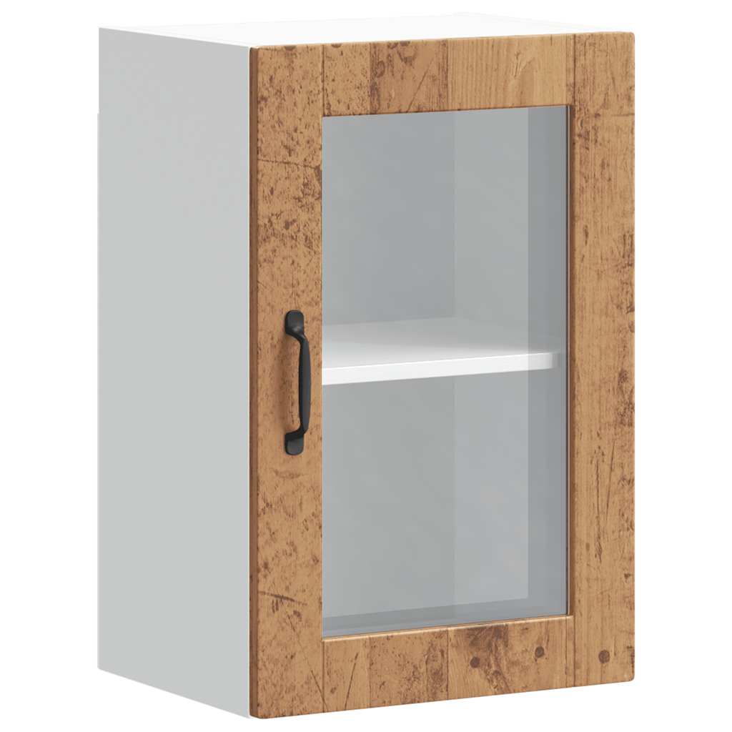 Keukenwandkast met glazen deur Porto oud houtkleurig
