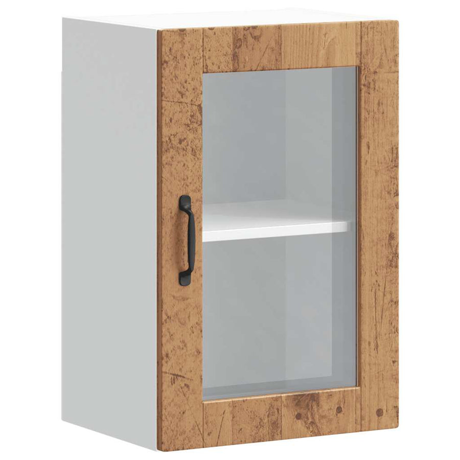 Keukenwandkast met glazen deur Porto oud houtkleurig