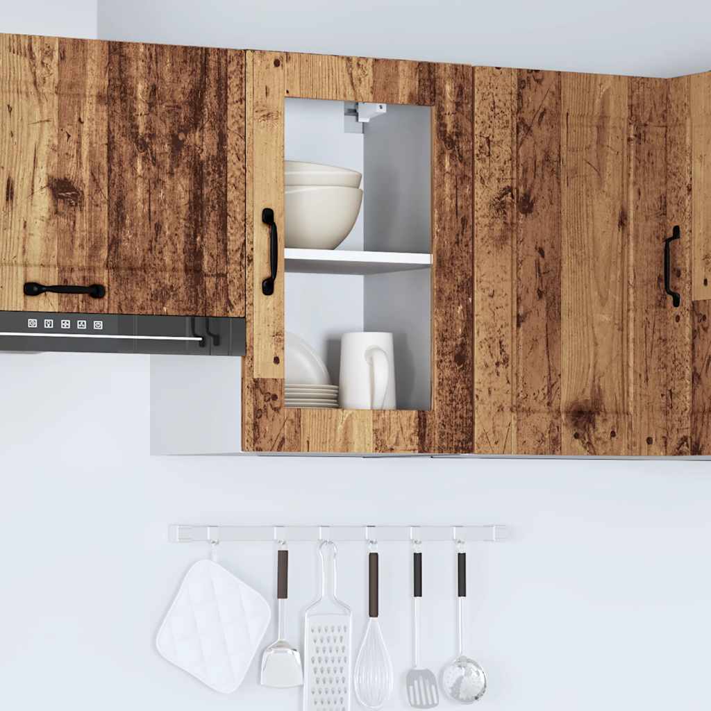 Keukenwandkast met glazen deur Porto oud houtkleurig