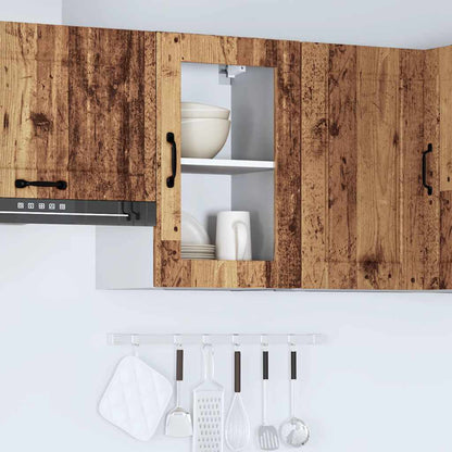 Keukenwandkast met glazen deur Porto oud houtkleurig