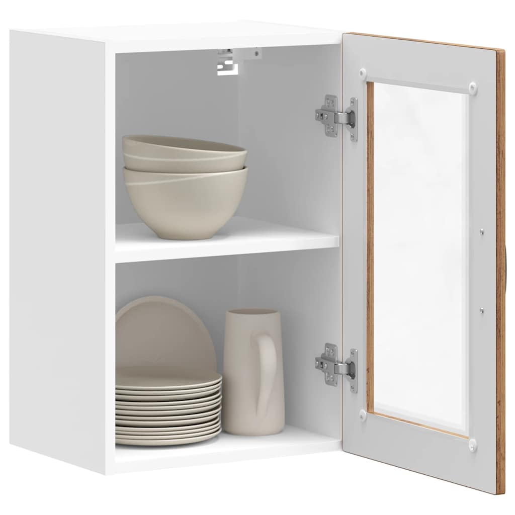 Keukenwandkast met glazen deur Porto oud houtkleurig
